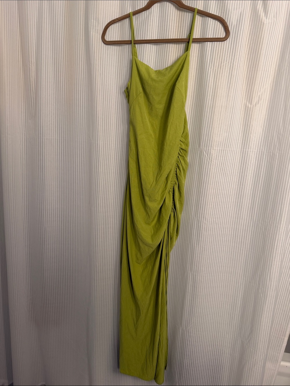 Lulu's Lime Green Ruched Slip Maxi Dress